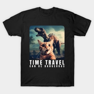 Crazy Cat Selfie Run - Time Travel Can Be Dangerous! Cat Lover T-Shirt